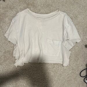 Goodfellow & Co Cream Cropped Pocket Tee